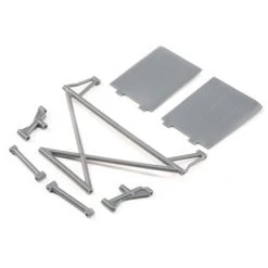 Losi Rear Tower Support,XBar,Mud Guards,Gray: Rock Rey
