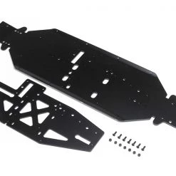 Losi Chassis With Brace Plate, 4mm, Black: DBXL 2.0