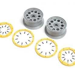 Losi Wheels, Silver, Yellow Beadlock (2): DBXL 2.0