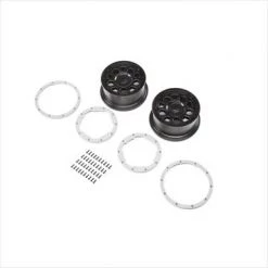 Losi Wheel, Black; Beadlock, Silver (2): DBXLE